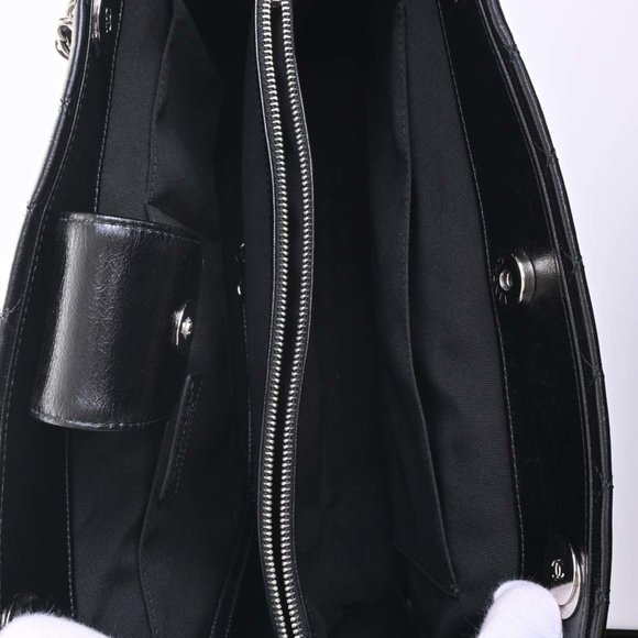 CHANEL Leather Matelasse Coco Mark Chain Tote Bag Black Ladies - Picture 6 of 10